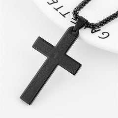 Stainless Steel Cross Scripture Neutral Style Hip Hop Pendant Necklace