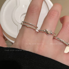 Double stacked love ring opening adjustable index finger ring