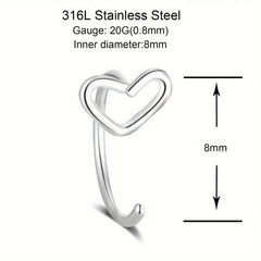 Anillo de nariz Love, piercing para la nariz de acero de titanio, joyería anti-perforación, antialérgico.