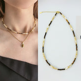 Collar de perlas de mijo con concha blanca y piedra de ojo de tigre natural, cadena para clavícula