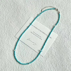 Collar de perlas de piedra natural azul para mujer con cadena de clavícula con cuentas