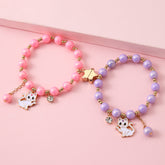 Pulseras infantiles, conjuntos de joyas, pulseras de gato, cuentas rosas