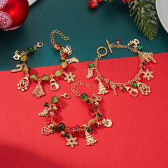 Christmas Ornaments Cartoon Christmas Tree Santa Claus Snowflake Pendant Bracelet