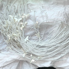 Butterfly Millet Bead Pearl Necklace Natural White Fritillary Transparent White Crystal Necklace Double Layer women