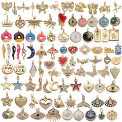 3 pieces Copper Devil's Eye Moon Bow Knot Pendant