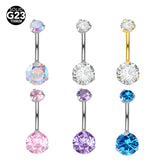 Titanium alloy 6-14mm double-headed zircon umbilical ring