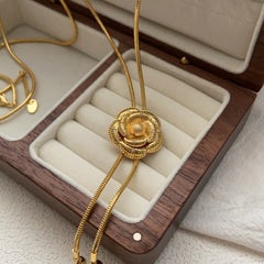 Metal Adjustable Camellia Necklace pendants 2 pieces