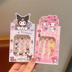 Juego de pegatinas para uñas infantiles, pegatinas de princesa, acabado extraíble, pieza falsa dura, arte de uñas para niña, bonito regalo de dibujos animados para mujer
