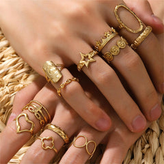 Wholesale Jewelry Retro Devil's Eye Star Heart Shape 304 Stainless Steel Open Rings