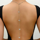 Alloy back chain necklace bow pendant, body chain and long necklace jewelry