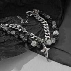 Titanium Steel Cuban Bracelet Men's Hip Hop Jewelry 2 pieces