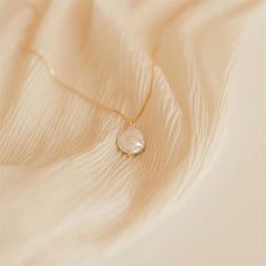 Baroque Freshwater Pearl Necklace Pendant Gold Plated Chain Titanium Steel Jewelry