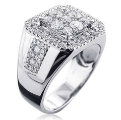 Anillo de diamantes cuadrados de plata simple para hombre
