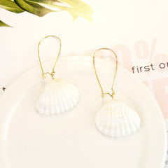 Pendientes de concha de perla con diseño de joyería marina bohemia, pendientes de concha de verano natural de aleación