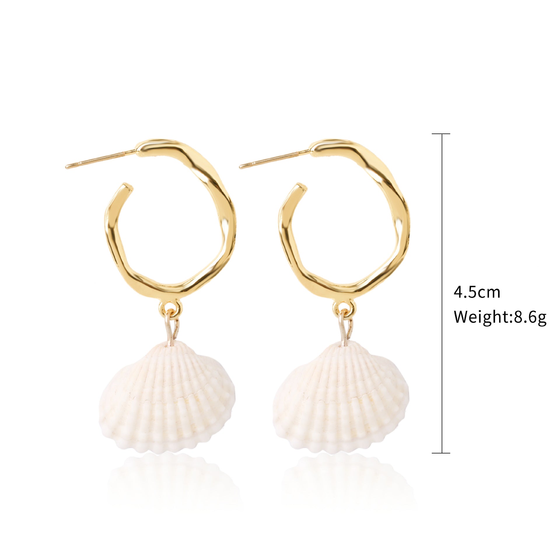 Pendientes de concha de perla con diseño de joyería marina bohemia, pendientes de concha de verano natural de aleación