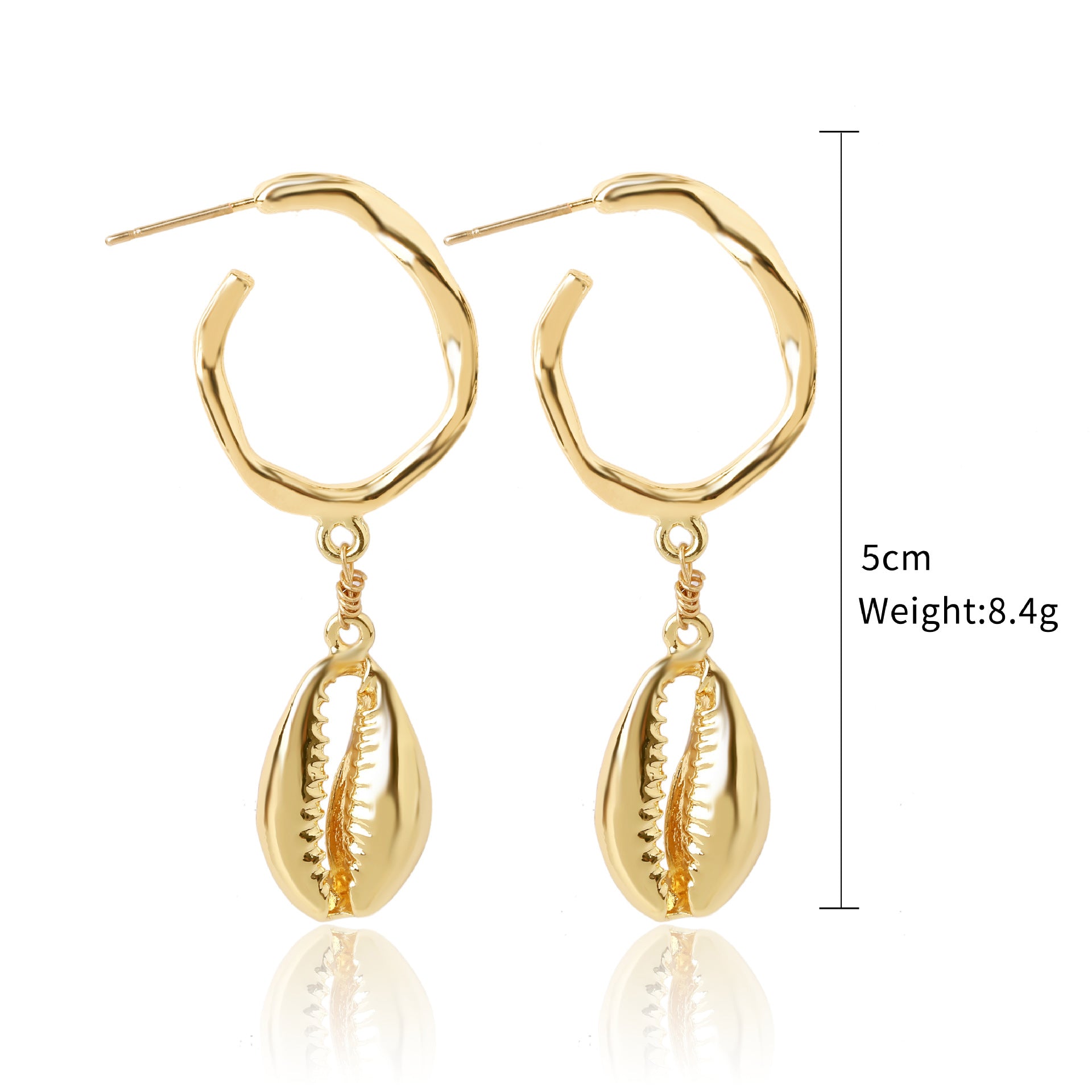 Pendientes de concha de perla con diseño de joyería marina bohemia, pendientes de concha de verano natural de aleación