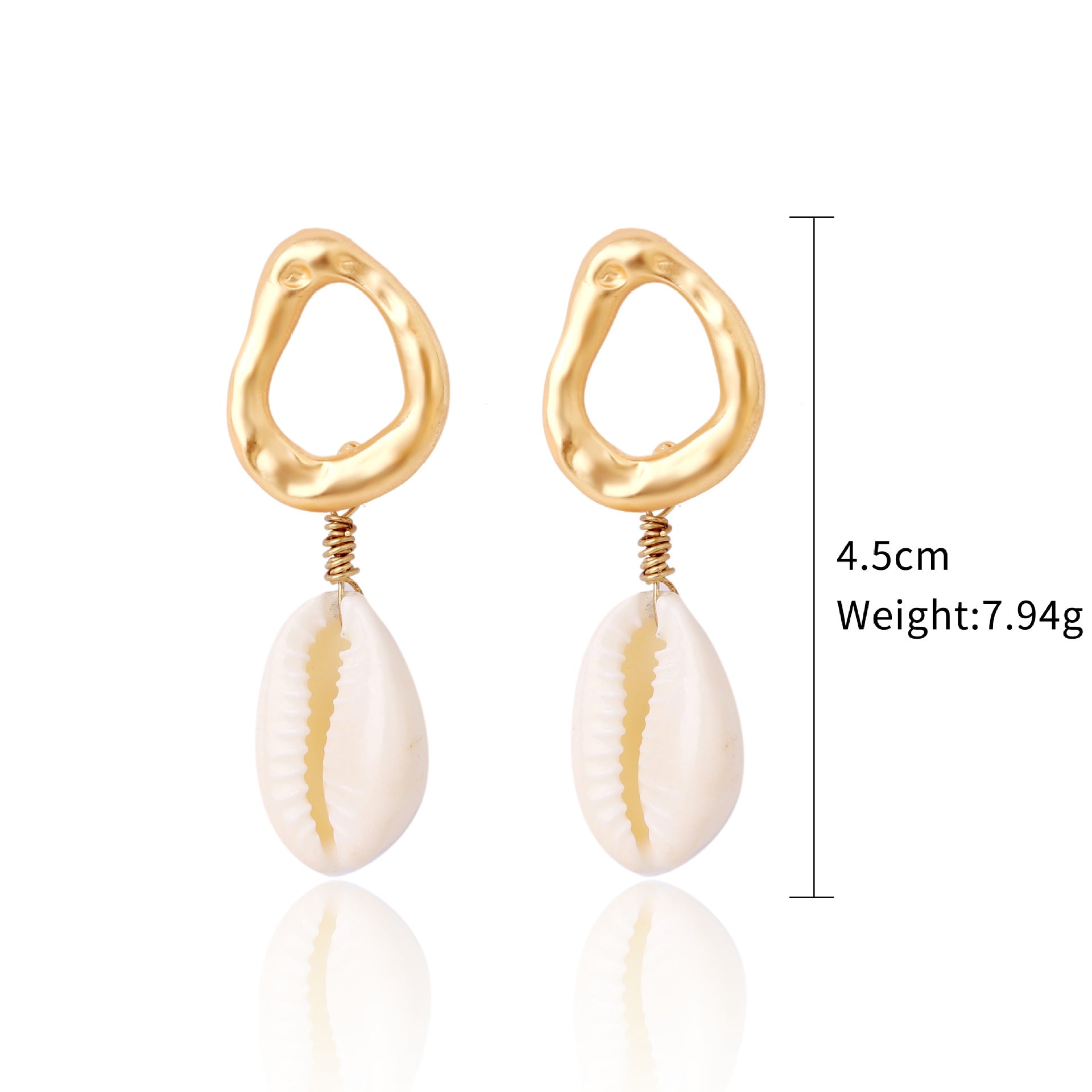 Pendientes de concha de perla con diseño de joyería marina bohemia, pendientes de concha de verano natural de aleación