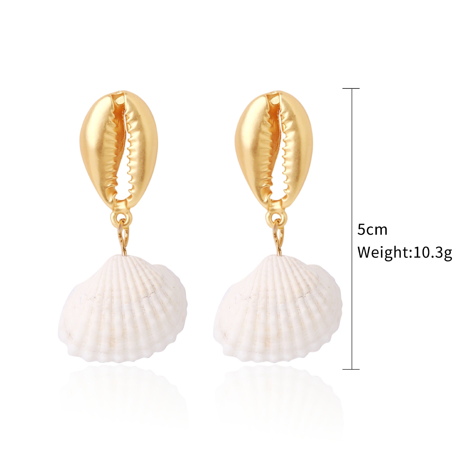 Pendientes de concha de perla con diseño de joyería marina bohemia, pendientes de concha de verano natural de aleación