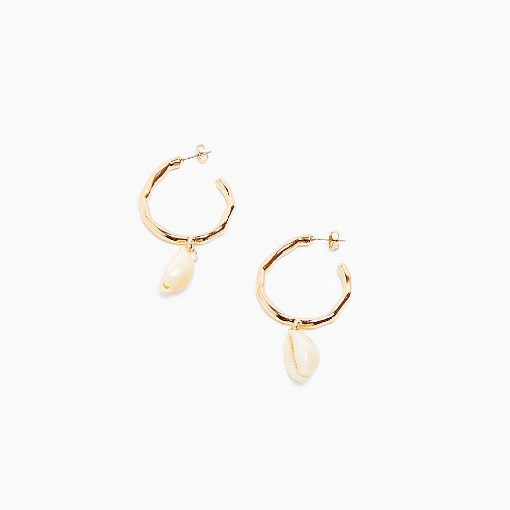 Pendientes de concha de perla con diseño de joyería marina bohemia, pendientes de concha de verano natural de aleación