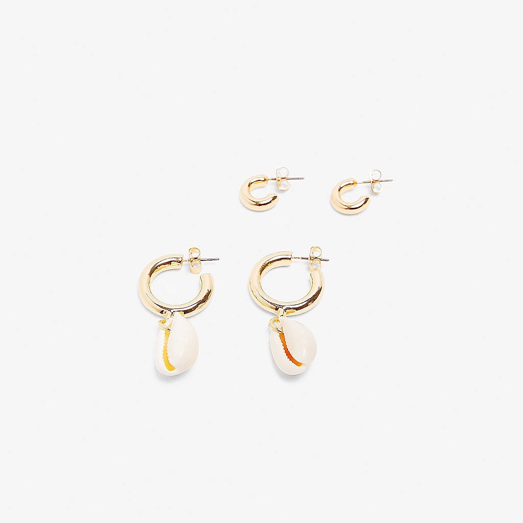 Pendientes de concha de perla con diseño de joyería marina bohemia, pendientes de concha de verano natural de aleación