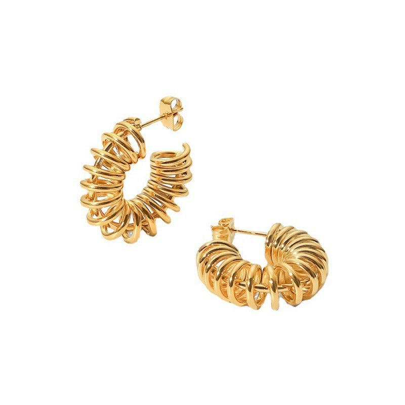 Pendientes de acero de titanio, joyería de oro de 18 quilates, acero inoxidable, círculo geométrico