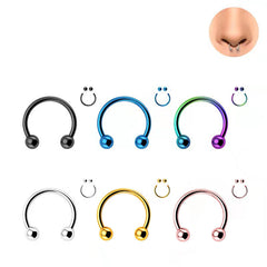 Anillo nasal de bola de tornillo tipo C, perforación, anillo nasal de acero inoxidable para mujer 