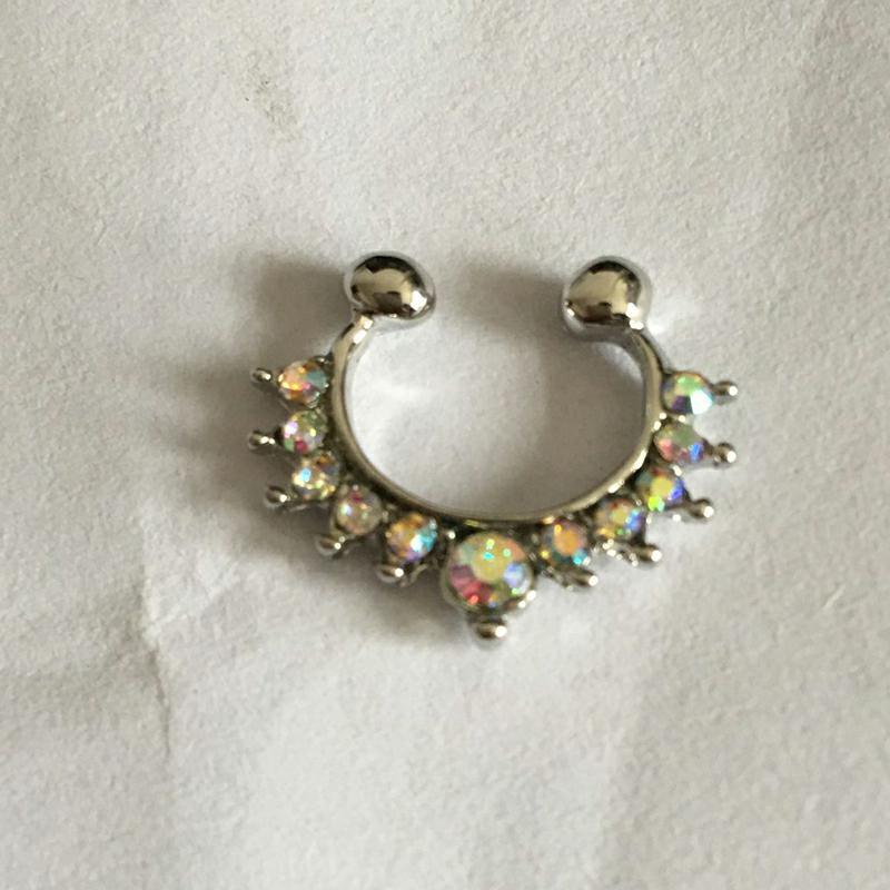 Anillo de nariz falso de aleación de diamantes, sin nariz 