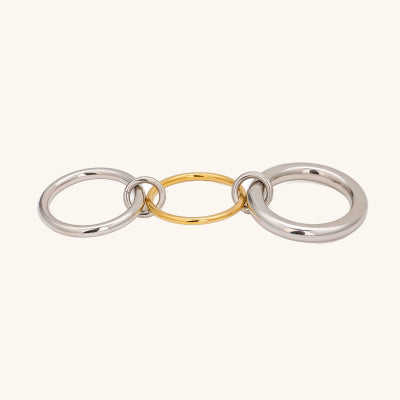 Anillo de acero inoxidable con dos perlas multicapa