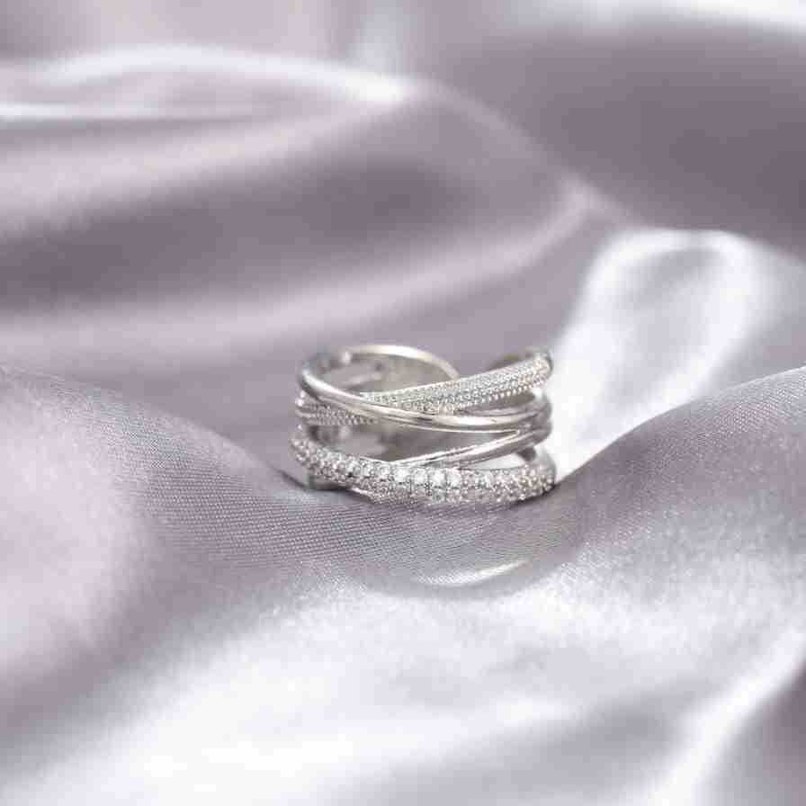 Anillo cruzado ajustable con apertura de nicho y resistente a la decoloración