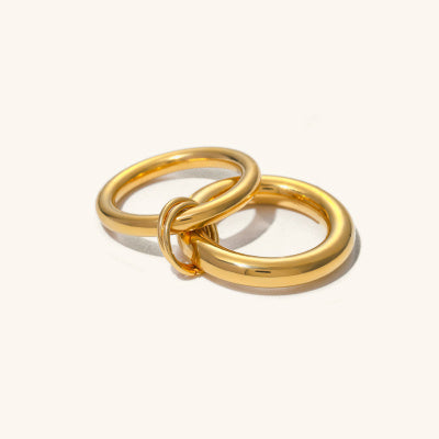 Anillo de acero inoxidable con dos perlas multicapa
