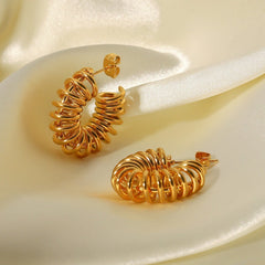 Pendientes de acero de titanio, joyería de oro de 18 quilates, acero inoxidable, círculo geométrico
