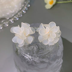 1 par de pendientes de aleación con diseño de flores estilo pastoral coreano