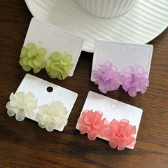 1 par de pendientes de aleación con diseño de flores estilo pastoral coreano