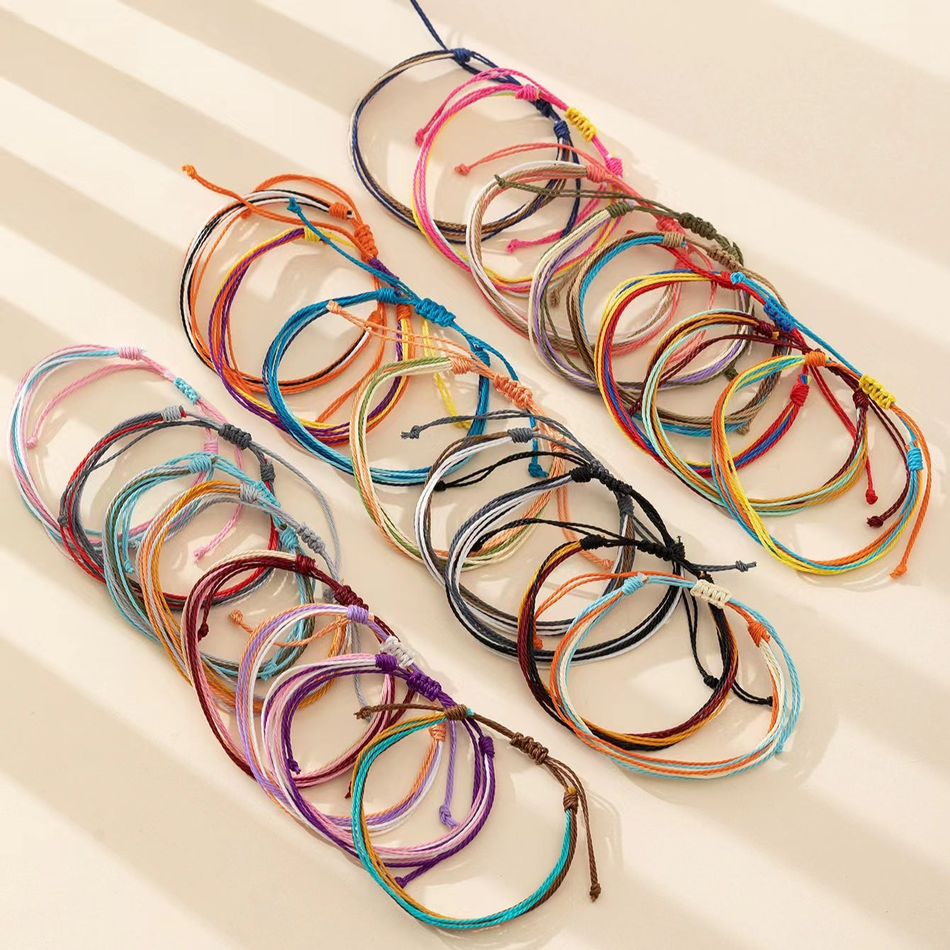 Pulseras de poliéster con bloques de colores de estilo sencillo al por mayor