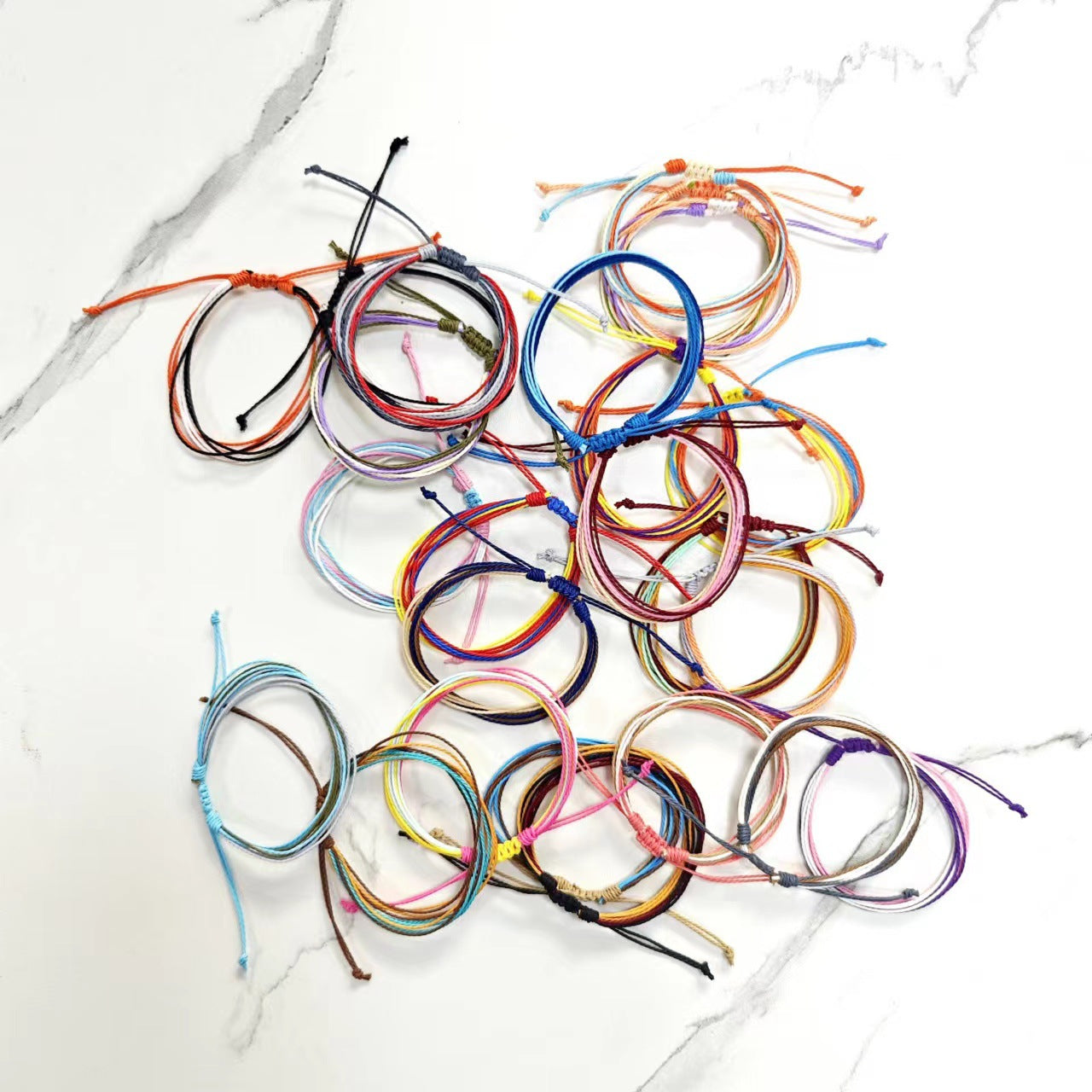 Pulseras de poliéster con bloques de colores de estilo sencillo al por mayor