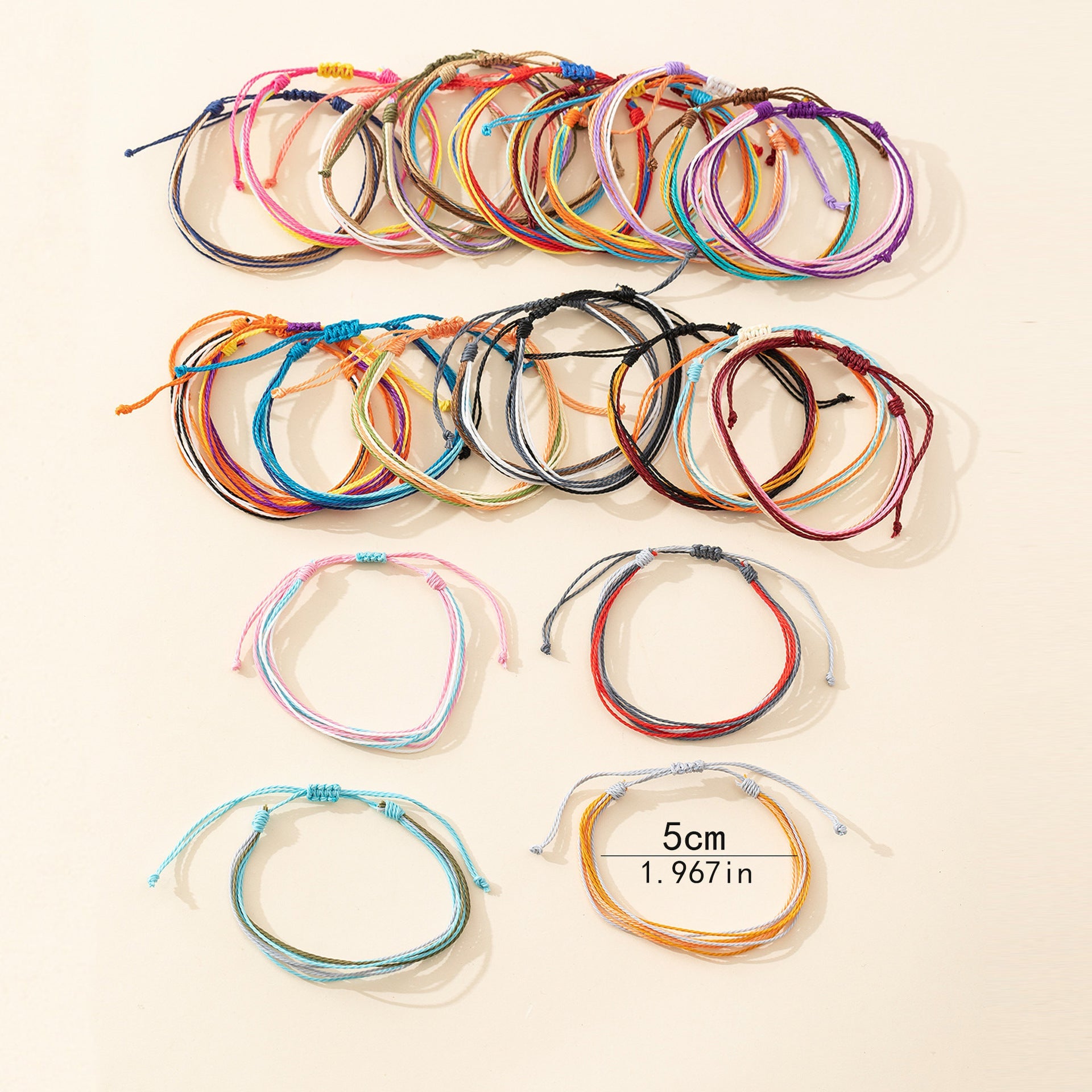 Pulseras de poliéster con bloques de colores de estilo sencillo al por mayor