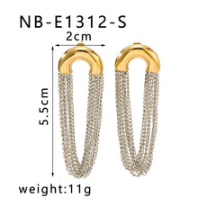 1 par de pendientes colgantes de acero inoxidable 304 chapados en oro de 18 quilates con borlas semicirculares de estilo clásico vacacional.