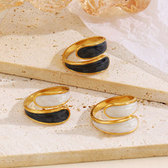Anillos abiertos chapados en acero inoxidable 304 con diseño geométrico de estilo simple, venta al por mayor