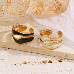 Anillos abiertos chapados en acero inoxidable 304 con diseño geométrico de estilo simple, venta al por mayor