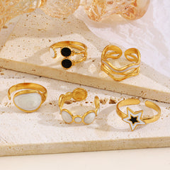 Anillos abiertos chapados en acero inoxidable 304 con diseño geométrico de estilo simple, venta al por mayor