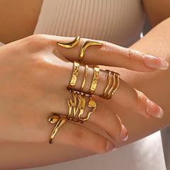 Anillos abiertos de acero inoxidable 304 con chapado irregular, estilo geométrico simple, venta al por mayor 