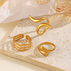 Anillos abiertos de acero inoxidable 304 con chapado irregular, estilo geométrico simple, venta al por mayor 