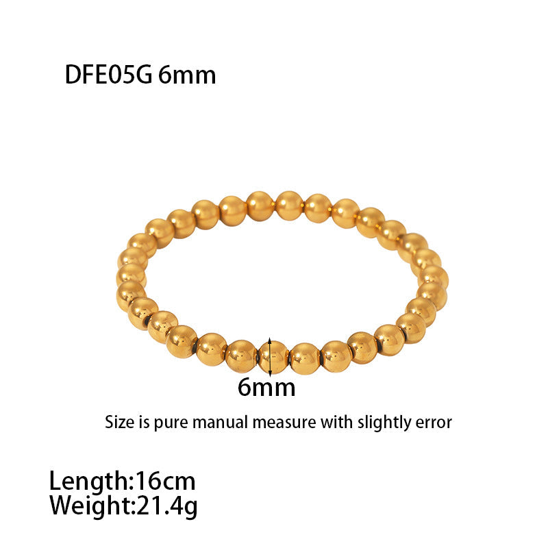 Pulseras de acero inoxidable 304 con cordón elástico, chapadas en oro de 18 quilates, de color sólido, estilo IG, a granel 