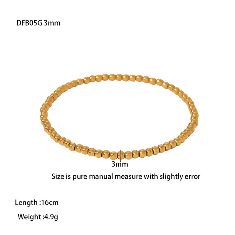 Pulseras de acero inoxidable 304 con cordón elástico, chapadas en oro de 18 quilates, de color sólido, estilo IG, a granel 