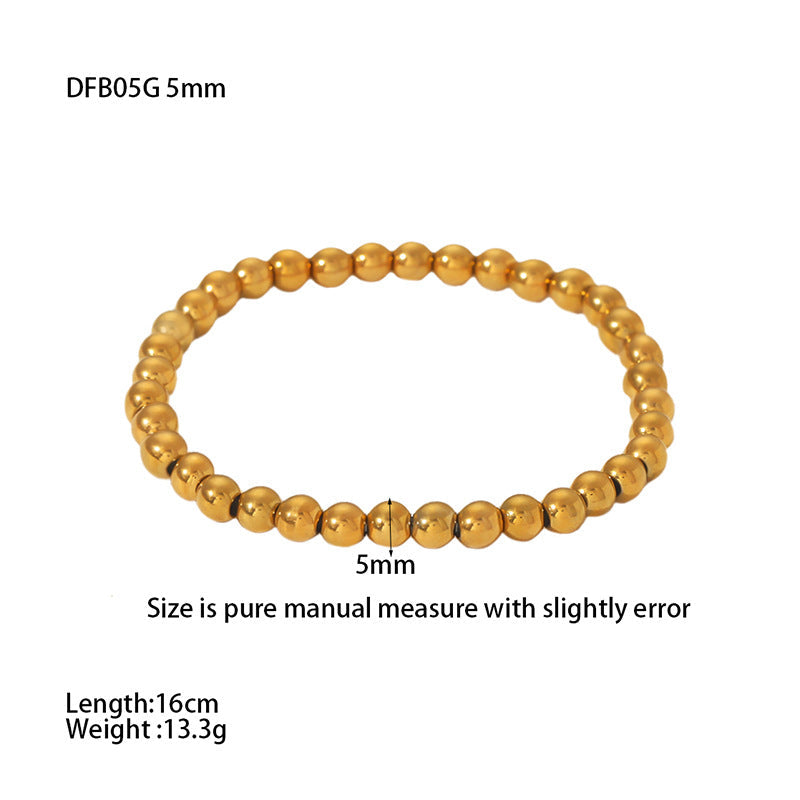 Pulseras de acero inoxidable 304 con cordón elástico, chapadas en oro de 18 quilates, de color sólido, estilo IG, a granel 