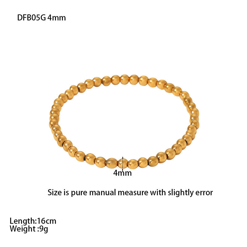 Pulseras de acero inoxidable 304 con cordón elástico, chapadas en oro de 18 quilates, de color sólido, estilo IG, a granel 