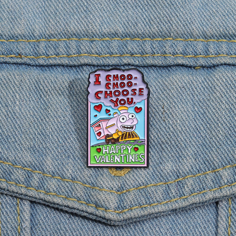 Broche de aleación con estampado de letras y barniz para hornear, unisex, estilo vaquero, con diseño de animales 