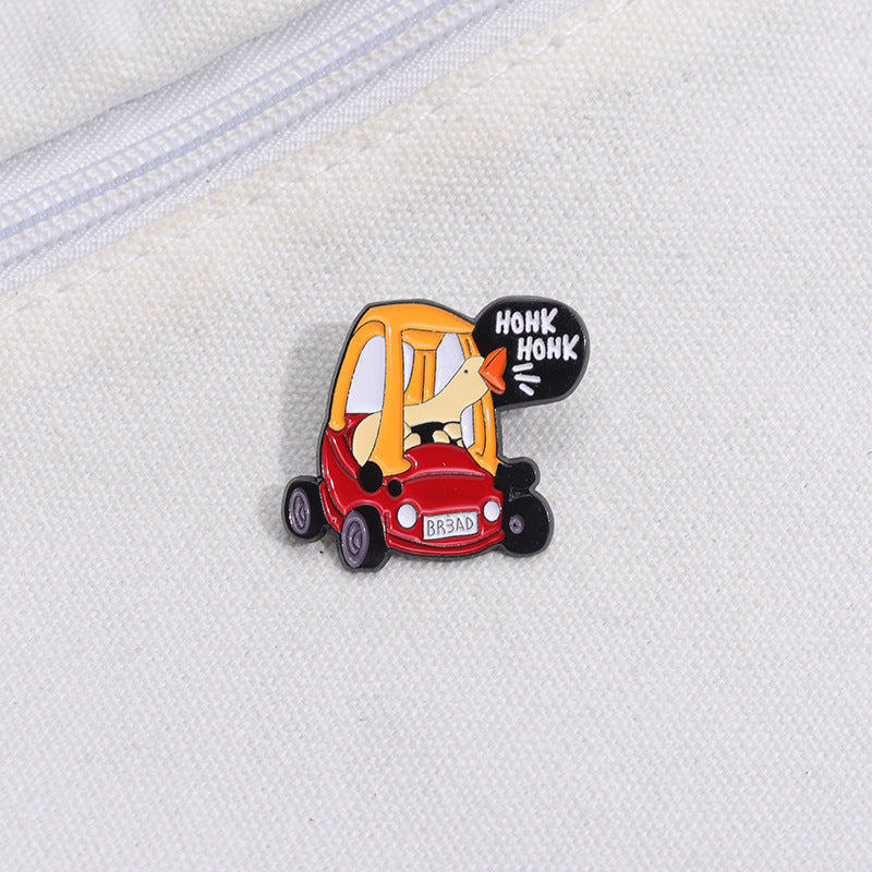 Broche de aleación con estampado de letras y barniz para hornear, unisex, estilo vaquero, con diseño de animales 