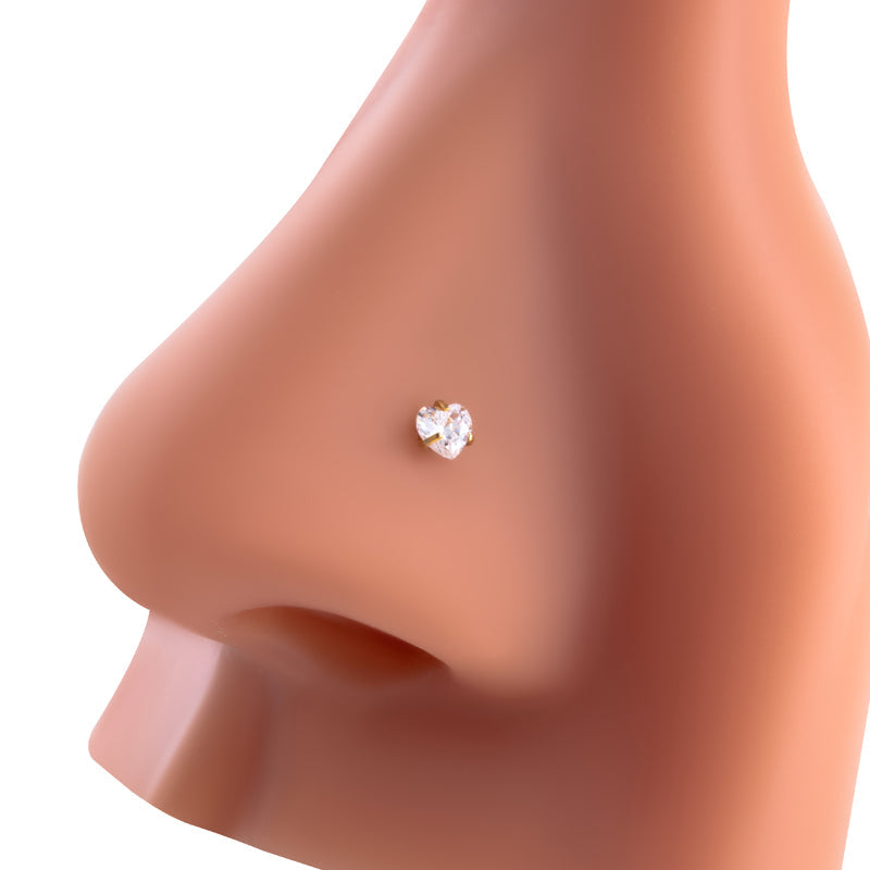 1 pieza de aros y pendientes para la nariz, estilo simple, estilo clásico, pentagrama, forma de corazón redondo, aros y pendientes para la nariz de acero inoxidable 316L.