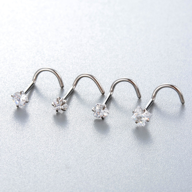 1 pieza de aros y pendientes para la nariz, estilo simple, estilo clásico, pentagrama, forma de corazón redondo, aros y pendientes para la nariz de acero inoxidable 316L.